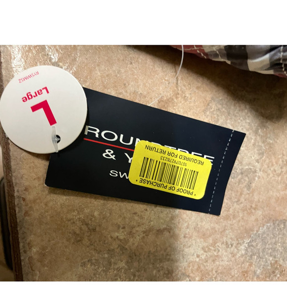 Roundtree & Yorke NWT Swimming Trunks Zip Up Plaid  Large Lined Mesh Pink Blue - Picture 5 of 11